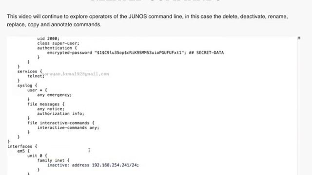6 Juniper Junos Delete Deactivate and other related command смотреть онлайн