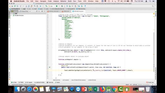 ListView Tutorial for Android Studio - Event Listeners смотреть онлайн