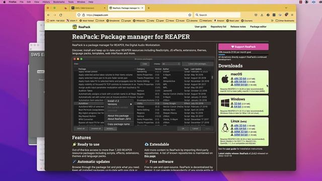 Portable install with SWS and ReaPack Mac смотреть онлайн