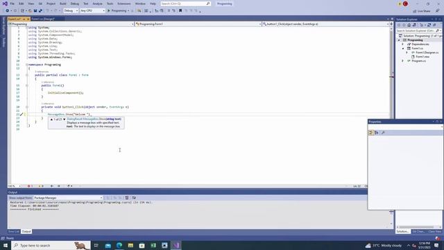 Visual Programing | C# coding for Button | How to show message window смотреть онлайн
