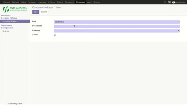 Odoo 11 Apps | HR Company Holidays | FOSS INFOTECH PRIVATE LIMITED смотреть онлайн