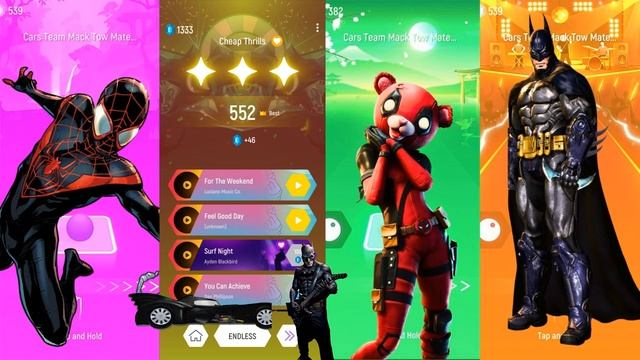 Epic Showdown: Miles Morales vs Ghost Rider vs Cuddlepool vs Batman | Tiles Hop EDM Rush! смотреть онлайн
