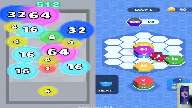 Bubble Ball 2048 Vs Hexa 2048