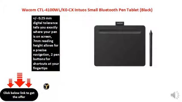 Wacom CTL-4100WLK0-CX Intuos Small Bluetooth Pen Tablet (Black) смотреть онлайн