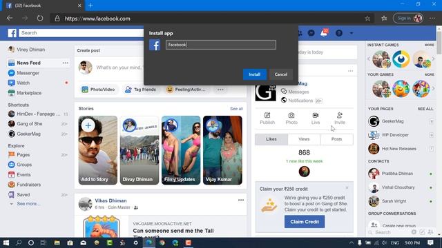 How to Install and Use Facebook App in Windows 10 (Facebook PWA Edge) смотреть онлайн