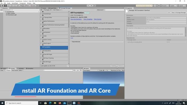 Unity AR Foundation- How to Setup AR Core in Unity For Android смотреть онлайн