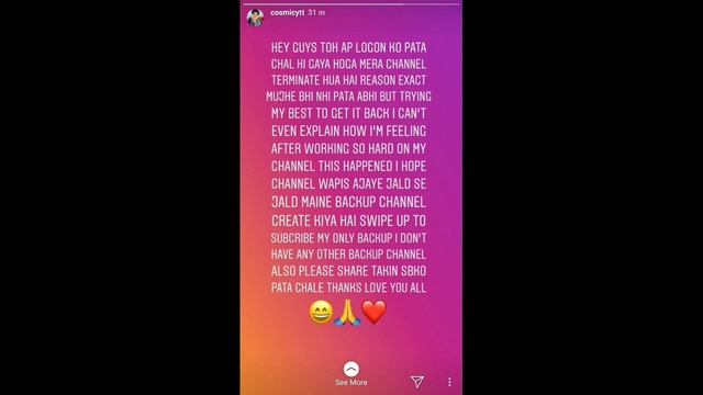 Finally Cosmic YT speaks why his Channel got terminated смотреть онлайн