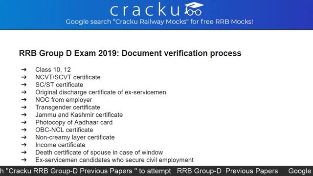 RRB Group D 2018 Document Verification & Medical Exam Shortlist смотреть онлайн