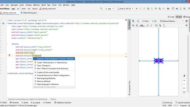 Android Studio Dersleri 2021 Ders 52: Xml'de OnClick (Tıklama) смотреть онлайн