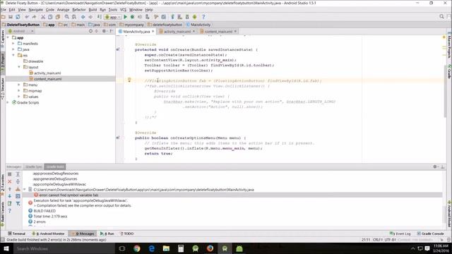 Beginners Android Studio Tutorial – 60 Removing FAB and N Render Error смотреть онлайн