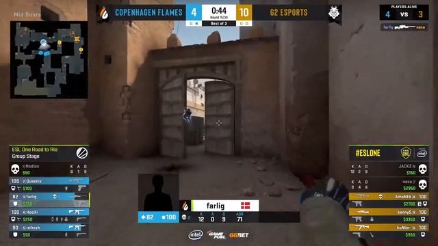 G2 vs Copenhagen Flames - ESL One MAJOR: Road to Rio - BEST MOMENTS | CSGO смотреть онлайн