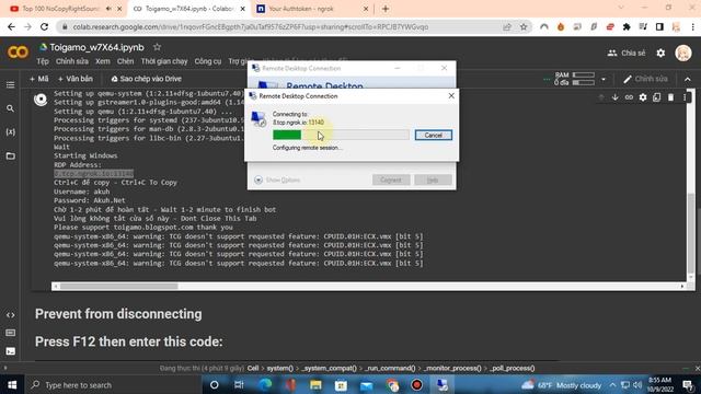 How to Create a Free VPS 12h Toigamo Win 7 |Cách Tạo VPS Miễn Phí 12h Google Colab Toigamo Win 7 смотреть онлайн
