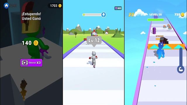 COLOR RACE 3D vs LEVEL UP RUNNER vs BLOB N GIANT - Triple Game смотреть онлайн