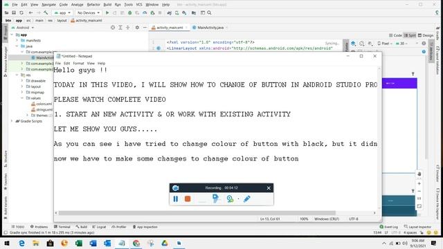 How to Change Colour of button in Android Studio | Background Colour issue solved !! смотреть онлайн