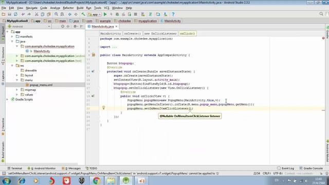 สอนทำการ popup menu ด้วยโปรแกรม Android Studio смотреть онлайн