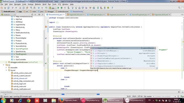 كورس برمجة تطبيقات الاندرويد 30 Ceate Fragment and use it With Navigation Drawer смотреть онлайн