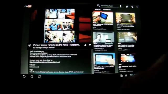 Youtube App on Android ICS 4 (running on Asus Transformer Prime) смотреть онлайн