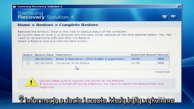 Samsung Recovery Solution 4 - Wykonanie całkowitego przywrócenia systemu смотреть онлайн