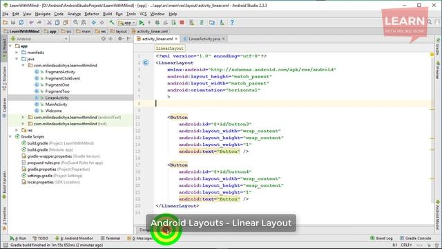 #Android App Development Tutorial in Hindi-17-Android Layouts- Linear Layout-Learn with Milind-हिंद смотреть онлайн