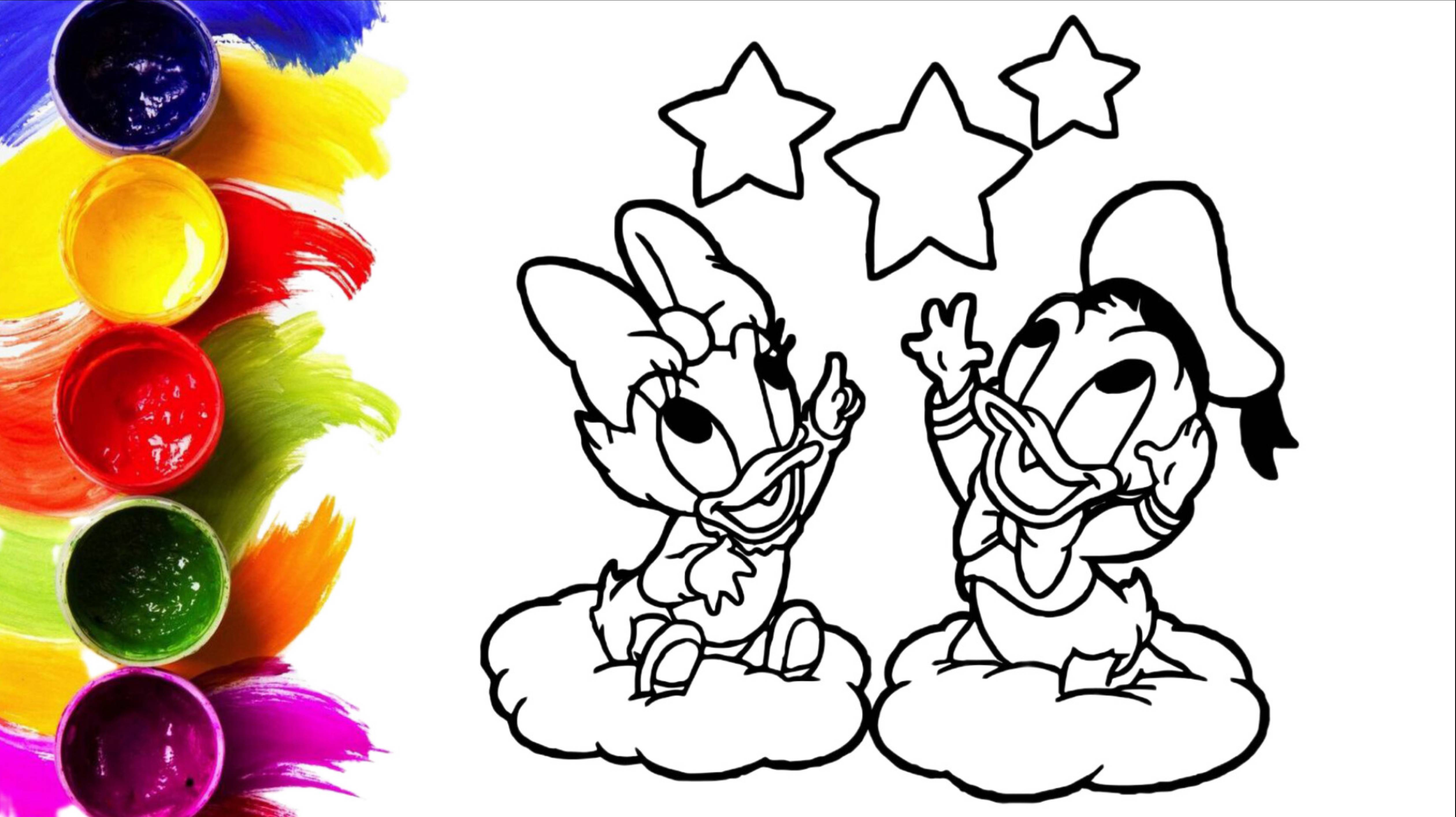 Дональд Дак и Дейзи в детстве раскраска Дисней смотреть онлайн