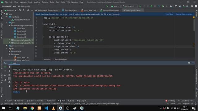Error Android Studio The application could not be installed: INSTALL_PARSE_FAILED_NO_CERTIFICATES смотреть онлайн