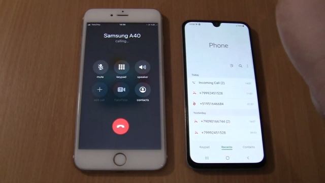 Incoming call & Outgoing call at the Same Time Iphone 6s Plus Gold+Samsung Galaxy A40 смотреть онлайн
