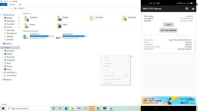 Transfer Files between Android Phone and Windows PC using FTP [over WiFi or Mobile Hotspot] смотреть онлайн