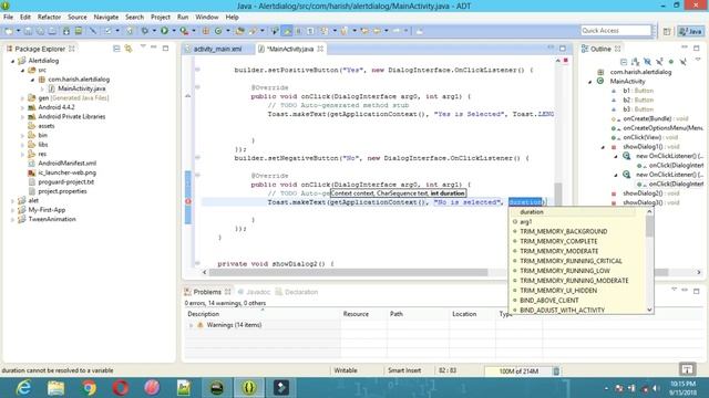 Create "Android Alert Dialog" App in PC | Tamil | Eclipse смотреть онлайн