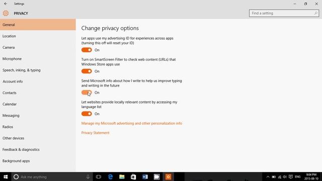 Windows 10 look at General Privacy settings смотреть онлайн