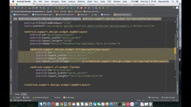 Tutorial MaterialDesign AnimatingToolbarOnScroll 02 смотреть онлайн