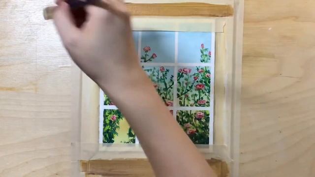 How to paint rose / Cat is looking at roses on window смотреть онлайн