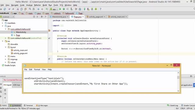 Intent, Material Design, Share Button in Android Studio смотреть онлайн