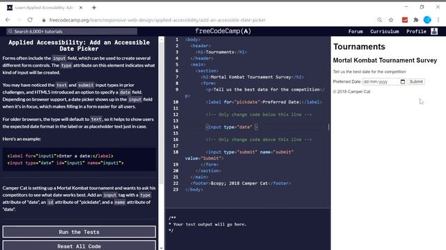 Applied Accessibility (13/22) | Add an Accessible Date Picker | freeCodeCamp смотреть онлайн