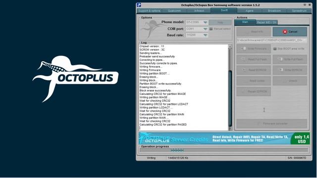 Samsung GT-C3595 Write Firmware with Octoplus Box смотреть онлайн