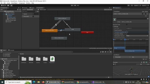 Make 2.5D Side Scroller in Unity 7. Animations смотреть онлайн