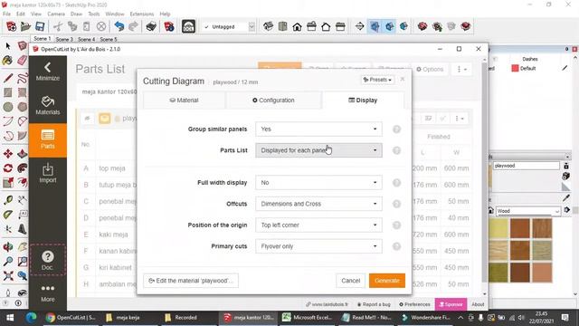Plugin Open Cut List Sketchup | Desain Dan Hitung Bahan Part/Material Jadi Mudah Dan Cepat