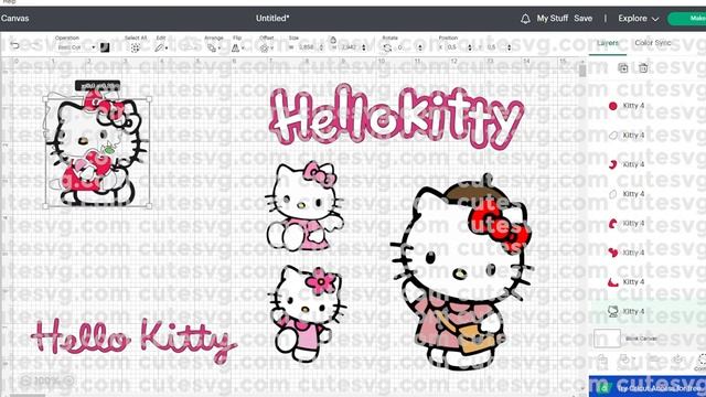 Kawaii Kitty SVG Bundle, Hello Kitty PNG, DXF, EPS Cut files смотреть онлайн