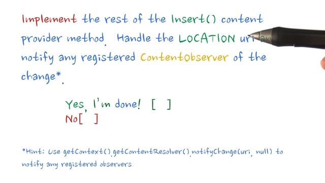 Finish Insert - Quiz - Developing Android Apps смотреть онлайн