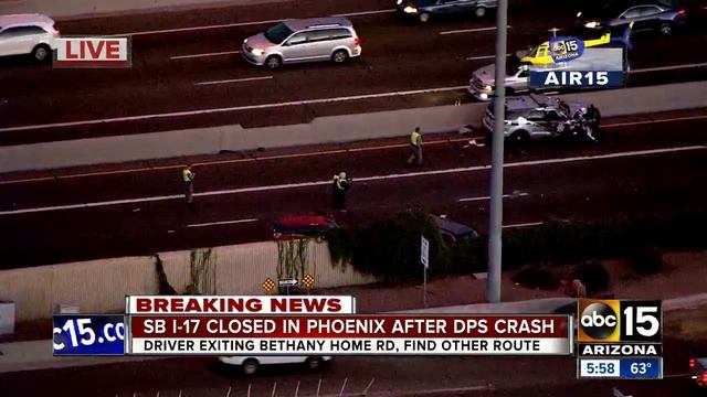 I-17 SB closed Wednesday evening in Phoenix after a DPS cruiser was involved in a crash смотреть онлайн