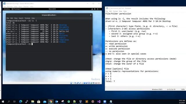 Linux (Fedora 26) File Permissions and chmod command смотреть онлайн