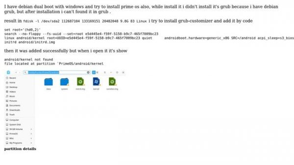 Unix & Linux: Add Prime OS (Android_x86_x64) to grub menu