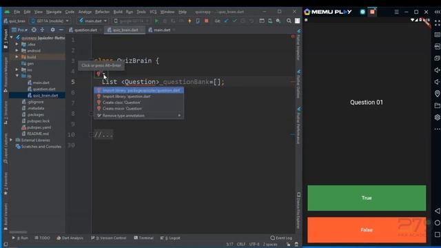 flutter in android studio|| Create Question bank Class || Lec # 47 || Part 06 смотреть онлайн