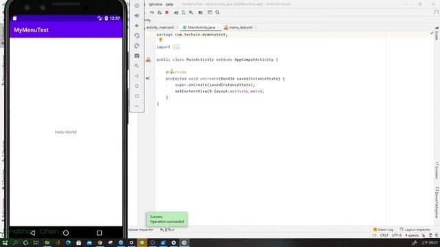 CT Chen 的 Android 應用程式開發 - 基礎篇 - Menu 及 MenuItem 1 of 2 (Java, Android Studio 4.1.3) смотреть онлайн