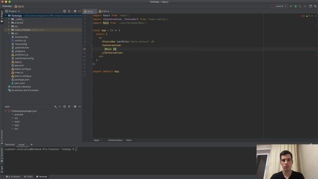 Экран, Компонент, Flatlist. Урок 1 / Мобильное приложение список задач на React Native смотреть онлайн