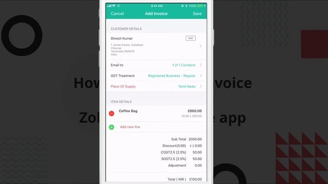 How to create an Invoice via the Mobile app | Zoho Books | iOS | India смотреть онлайн