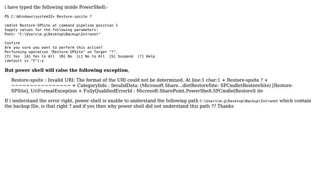 Sharepoint: PowerShell Error, Invalid URI: The format of the URI could not be determined смотреть онлайн
