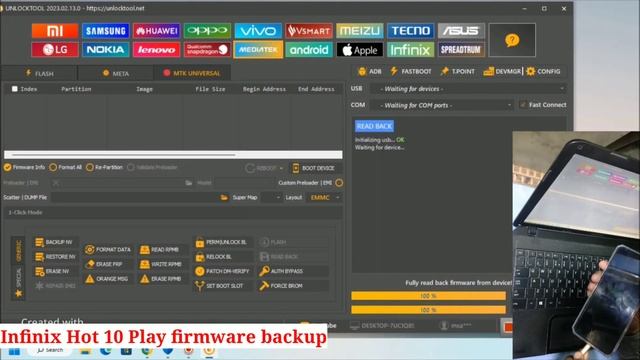 How to read/backup Infinix Hot Play 11 firmware with unlock tool android 11 Mediatek Helio | 2023 | смотреть онлайн