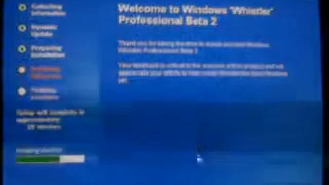 Upgrading to Windows Whistler Build 2469 смотреть онлайн