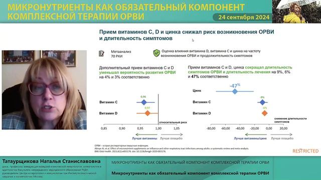 Микронутриенты как обязательный компонент комплексной терапии ОРВИ, 24 сентября 2024г. смотреть онлайн