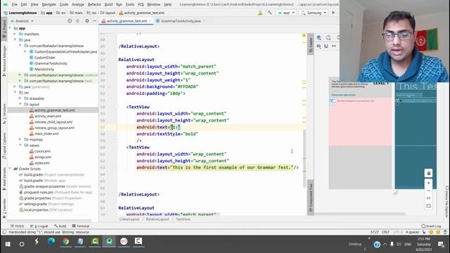 android project English learning app #6 | design grammar activity смотреть онлайн